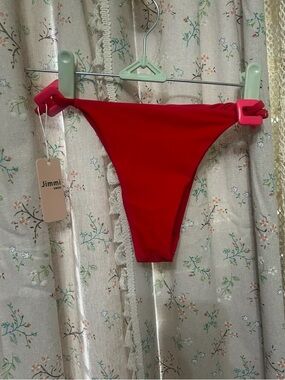 Jimmi Swim Red Bikini Bottoms Size Small NWT High Cut Cheeky Swim Bottom